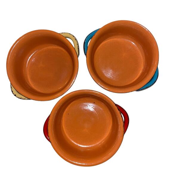 De Silva Handled 3 Mini Baking Dishes Made in Italy Rustic Glazed Stoneware - Picture 2 of 8